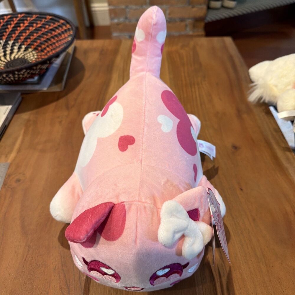 aphmau MeeMeow pink & white hearts cat plush stuffed animal valentine 12" NWT - Picture 2 of 7